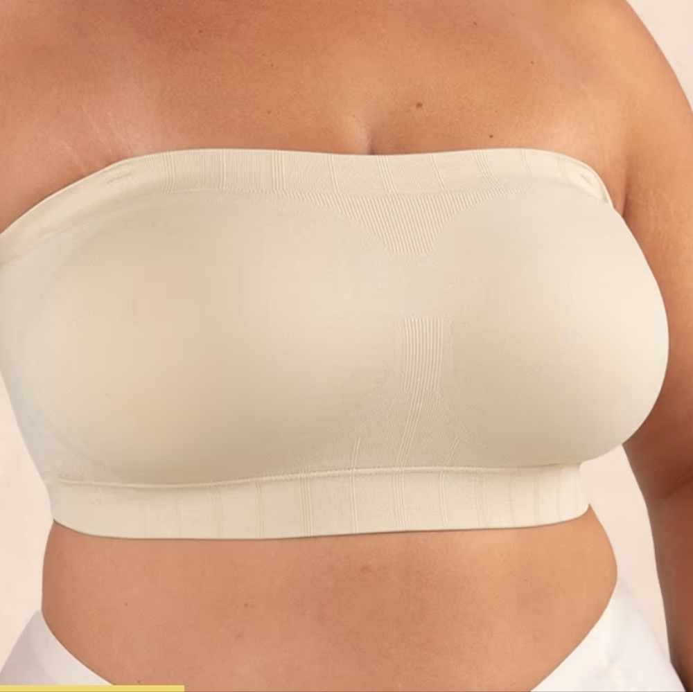 Truekind Strapless Bandeau Bra Sz M TAN *missing Straps**Comfortable Support